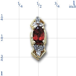 Y1423 14K SLIDE WITH GARNET AND DIAMONDS 